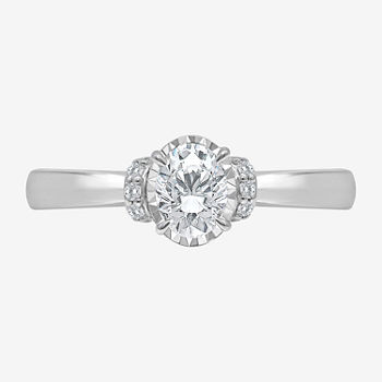 Womens 1 CT. T.W. Lab Grown White Diamond 10K White Gold Oval Solitaire Engagement Ring