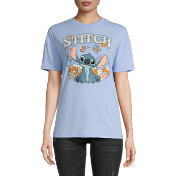 Juniors Stitch In Nature Womens Crew Neck Short Sleeve Boyfriend Graphic T-Shirt