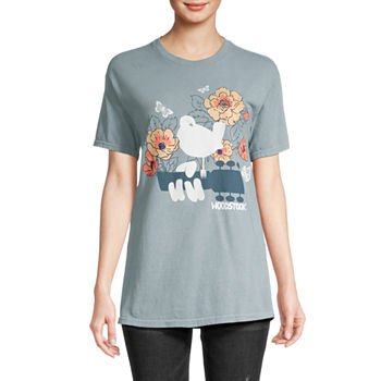 Juniors Woodstock Music Festival Womens Crew Neck Short Sleeve Graphic T-Shirt