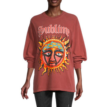 Juniors Sublime Oversized Womens Crew Neck Long Sleeve Graphic T-Shirt