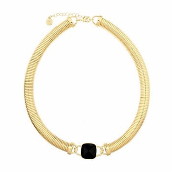 Monet Jewelry Womens Black And Goldtone Omega Collar Necklace