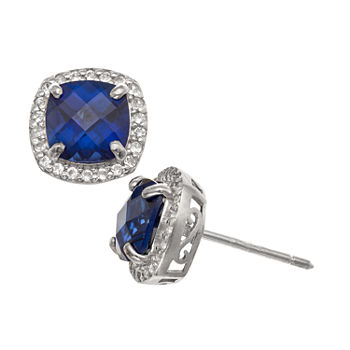 Lab Created Blue Sapphire Sterling Silver 10mm Stud Earrings