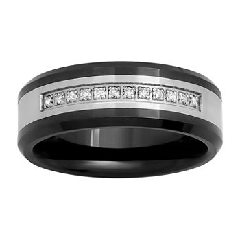8mm 1/6 CT. T.W. Genuine White Diamond Stainless Steel Band
