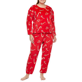 Sleep Chic Velour Womens Plus Long Sleeve 2-pc. Pant Pajama Set