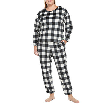 Sleep Chic Velour Womens Plus Long Sleeve 2-pc. Pant Pajama Set