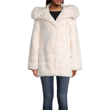 Miss Gallery Hooded Heavyweight Faux Fur Coat