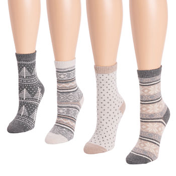 Muk Luks Holiday 4 Pair Boot Socks Womens