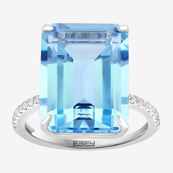 Effy  Womens Genuine Blue Topaz & Genuine White Sapphire Sterling Silver Cocktail Ring