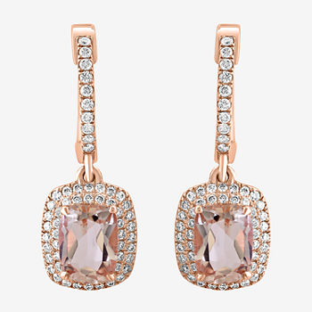 Effy  1/2 CT. T.W. Diamond & Genuine Pink Morganite 14K Rose Gold Drop Earrings