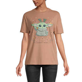 Juniors Grogu Cosmic Rebel Womens Crew Neck Short Sleeve Star Wars Graphic T-Shirt