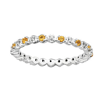 Personally Stackable Genuine Citrine & Diamond-Accent Eternity Ring