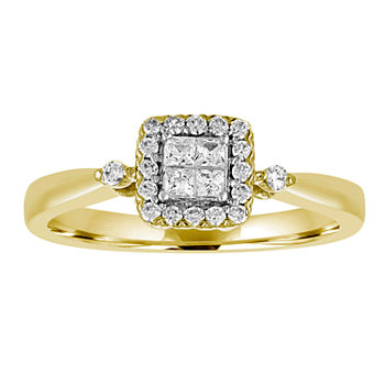 Promise My Love Womens 1/4 CT. T.W. Genuine White Diamond 10K Gold Promise Ring
