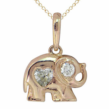 Elephant Girls Lab Created White Cubic Zirconia 14K Gold Pendant Necklace