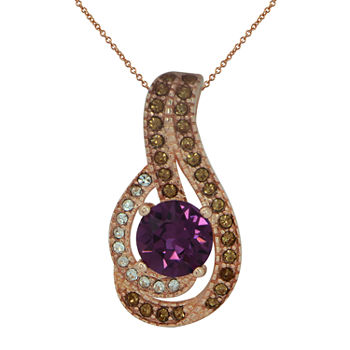Womens Lab Created Purple Crystal Sterling Silver Pendant Necklace