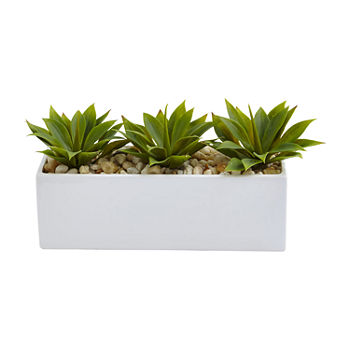 Nearly Natural Agave Succulent In Rectangular Planter