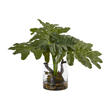 Nearly Natural Philodendron Arrangement With Vase