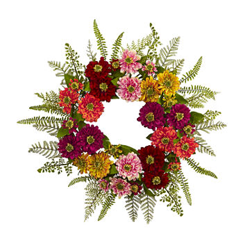 Nearly Natural Mixed Flower Wreath Artificial Flowers