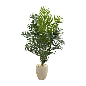 Nearly Natural 5.5 Paradise Artificial Palm Tree In Sand Colored Planter