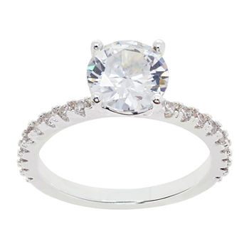 Sparkle Allure Cubic Zirconia Pure Silver Over Brass Round Solitaire Engagement Ring