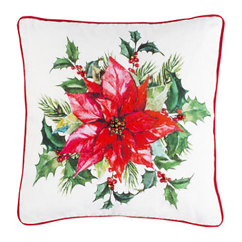 Safavieh Holiday Ivory Red Green Square Throw Pillow