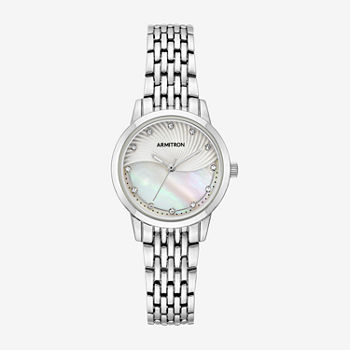 Armitron Now Womens Crystal Accent Silver Tone Bracelet Watch 75/5821mpsv