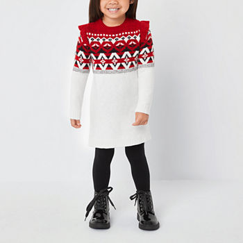 Okie Dokie Family Matching Toddler Girls Long Sleeve Sweater Dress