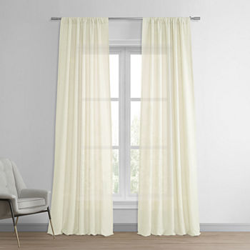 Exclusive Fabrics & Furnishing Signature French Linen Sheer Rod Pocket Single Curtain Panel