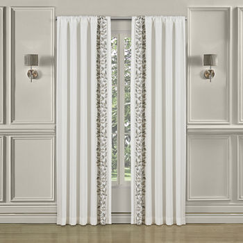 Royal Court Laurel Embroidered Light-Filtering Rod Pocket Set of 2 Curtain Panel