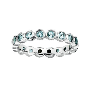 Personally Stackable Genuine Aquamarine Sterling Silver Eternity Ring