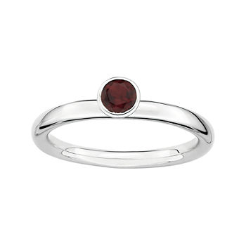 Personally Stackable Genuine Garnet Sterling Silver High Stackable Ring