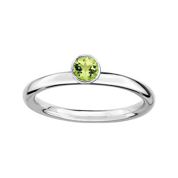 Personally Stackable Genuine Peridot Sterling Silver High Profile Ring