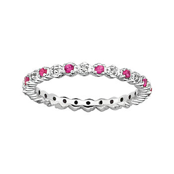 Personally Stackable Lab Created Ruby & Diamond-Accent Eternity Ring in Sterling Silver
