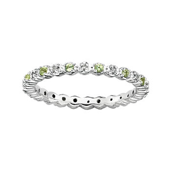 Personally Stackable Genuine Peridot & Diamond-Accent Eternity Ring