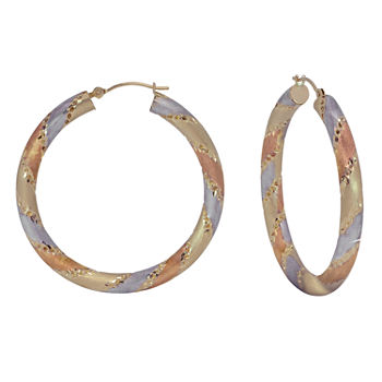 14K Tri-Color Gold 38mm Hoop Earrings