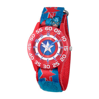 Avengers Captain America Marvel Boys Blue Strap Watch Wma000374