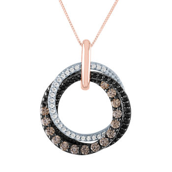 Womens 1/2 CT. T.W. Genuine White Diamond 10K Rose Gold Circle Pendant Necklace
