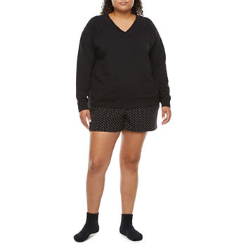 Ambrielle Womens Plus Long Sleeve 3-pc. Shorts Pajama Set