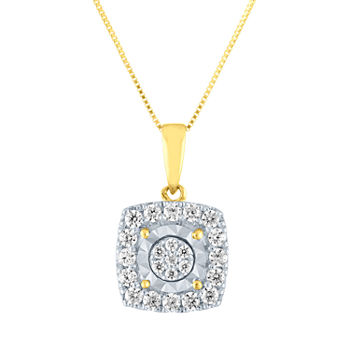 Womens 1/3 CT. T.W. Genuine White Diamond 10K Gold Pendant Necklace