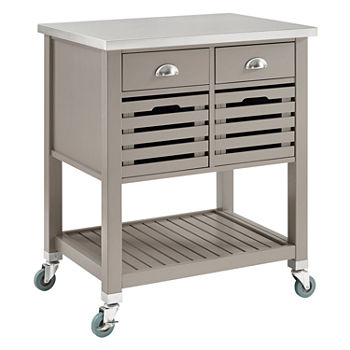 Robbin Stainless Steel-Top Kitchen Cart