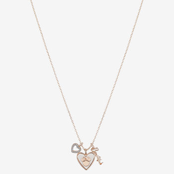 Disney Disney Classics Cubic Zirconia Pure Silver Over Brass 16 Inch Cable Heart Minnie Mouse Pendant Necklace