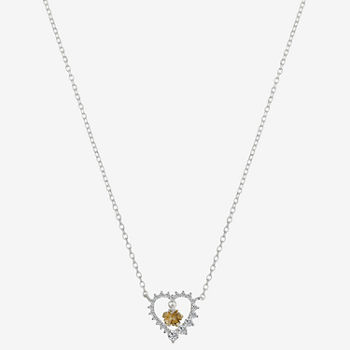 Disney Disney Classics Cubic Zirconia Sterling Silver 16 Inch Cable Flower Lilo & Stitch Pendant Necklace