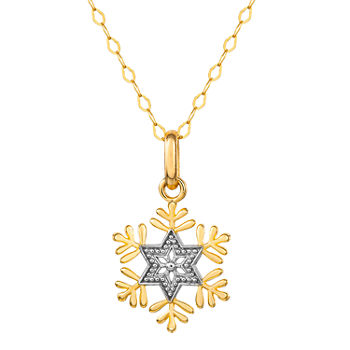 Disney Collection Made in Italy Girls 14K Gold Snowflake Frozen Pendant Necklace