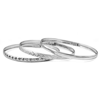 Sterling Silver Triple Bangle Bracelet Set