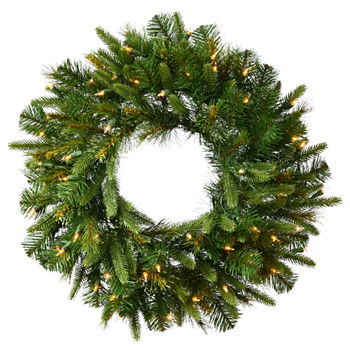 Vickerman 30" Cashmere Christmas Wreath with 30 Warm White Battery Operated LED Lights "