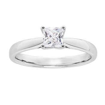 Grown With Love Womens 1/2 CT. T.W. Lab Grown White Diamond 14K White Gold Solitaire Engagement Ring