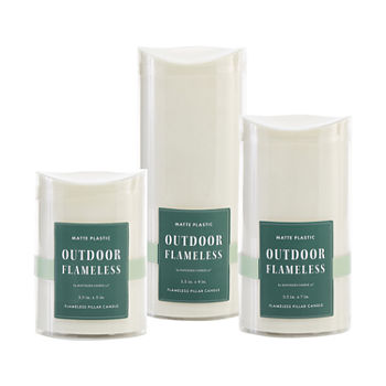 White Outdoor Pillar LED Candle Collection