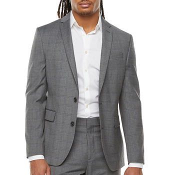 JF J.Ferrar Ultra Comfort Mens Windowpane Slim Fit Suit Jacket