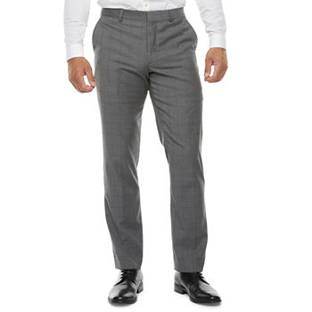 JF J.Ferrar Ultra Comfort Mens Windowpane Slim Fit Suit Pants