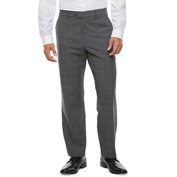 Stafford Signature Smart Wool Mens Windowpane Stretch Classic Fit Suit Pants