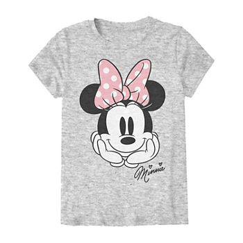 Disney Collection Disney Little & Big Girls Crew Neck Minnie Mouse Short Sleeve Graphic T-Shirt